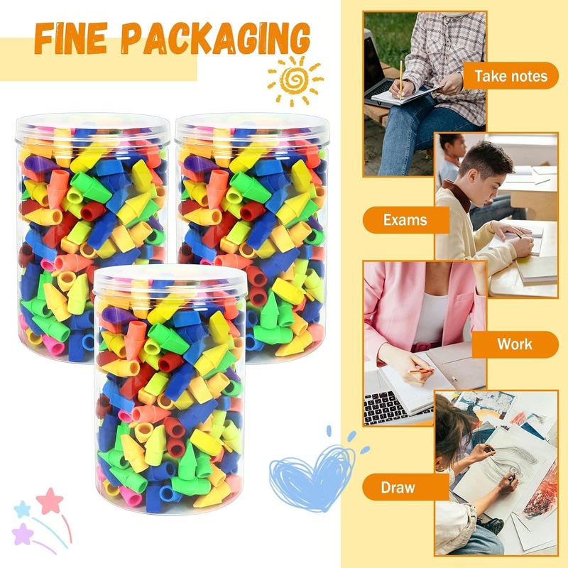 PRALB 1000PCS Pencil Top Eraser Bulk Caps for Pencils,Chisel Shape Erasers Toppers for Party Favors Games Prizes, Pencil Top Erasers Cap for Home School Classroom Office - Image 4